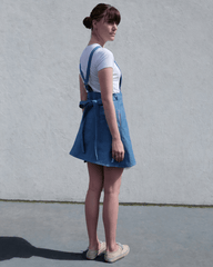 Trinity Denim Overall Dress with Removable Skirt Marine