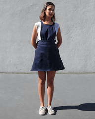 Trinity Denim Overall Dress with Removable Skirt Indigo