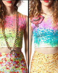 Reversible Crop Top Tequila Sunrise Rainbow Tie-Dye