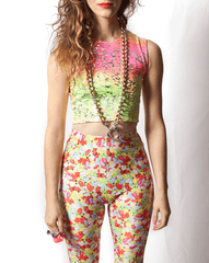 Reversible Crop Top Tequila Sunrise Rainbow Tie-Dye