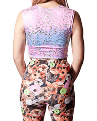 Reversible Crop Top Cotton Candy And Rainbow Tie-Dye