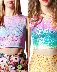 Reversible Crop Top Cotton Candy And Rainbow Tie-Dye