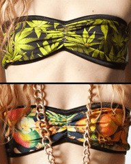 Reversible Bandeau Weed Leaf And Fruit Print