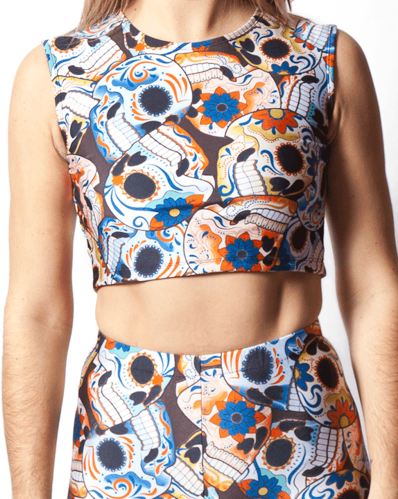 Reversible Crop Top WTF And Skull Print Reversible Crop Top WTF And Skull Print