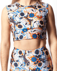 Reversible Crop Top WTF And Skull Print