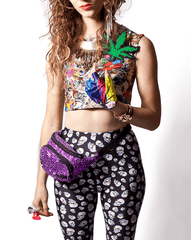 Reversible Crop Top WTF And Skull Print