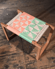 Fireside Stool Mint Coral & White