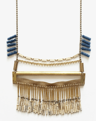 Collaged Bar Necklace Blue & Gold