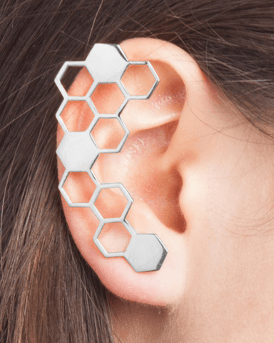 Honeycomb Ear Jacket Sterling Silver