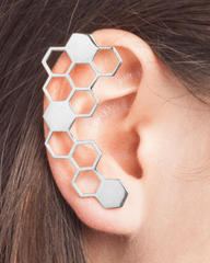 Honeycomb Ear Jacket Sterling Silver