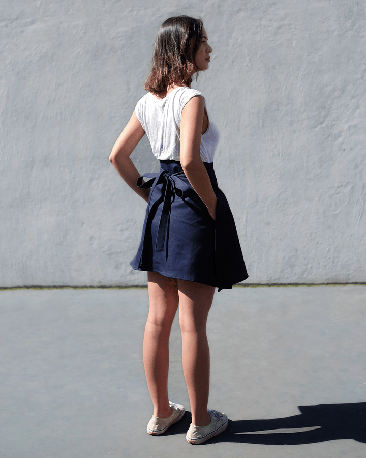 Trinity Denim Overall Dress with Removable Skirt Indigo